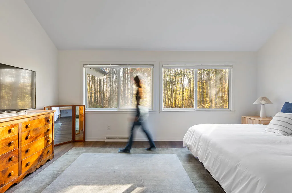 The king loft bedroom with morning light