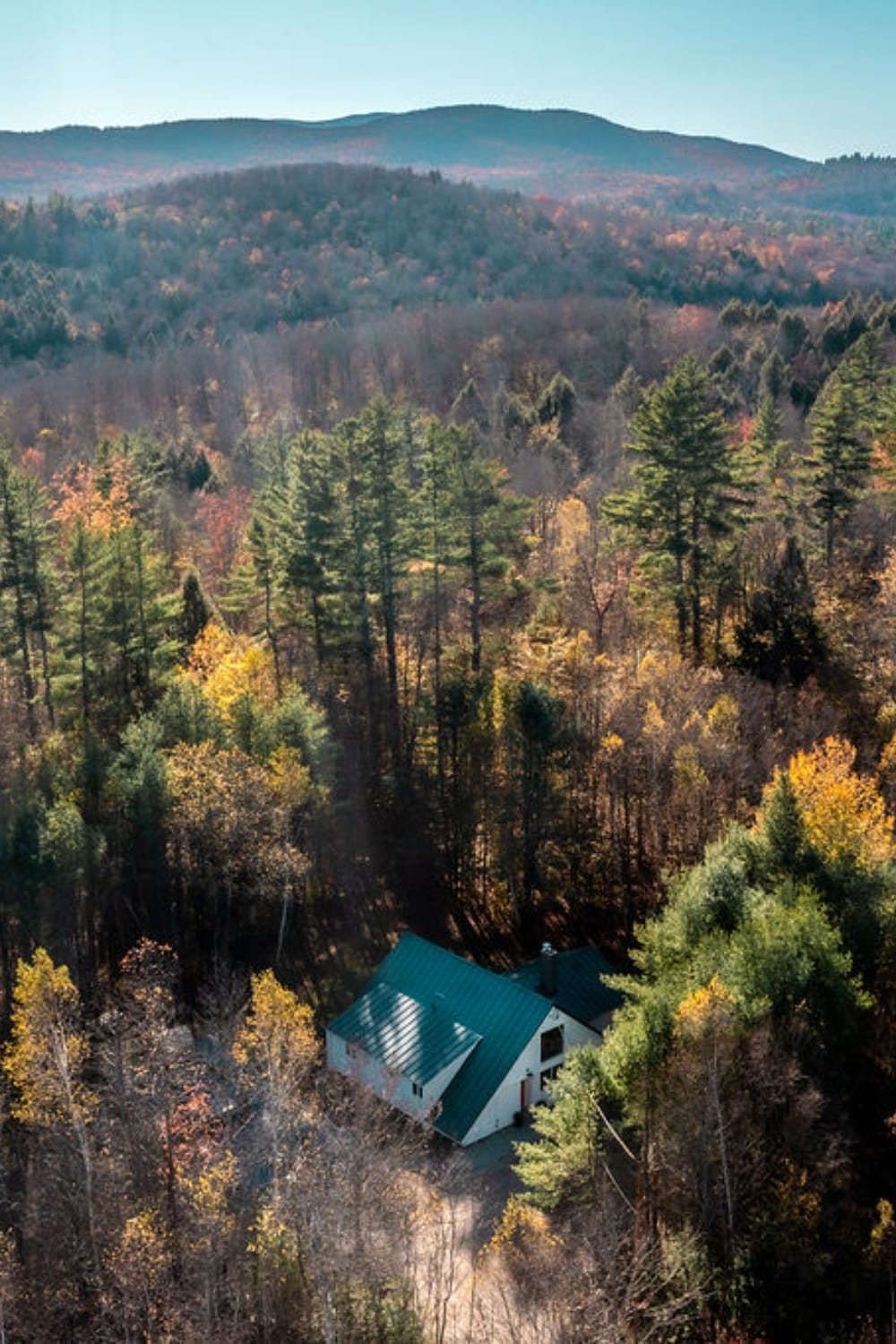 Aerial view of Vermont fall foliage